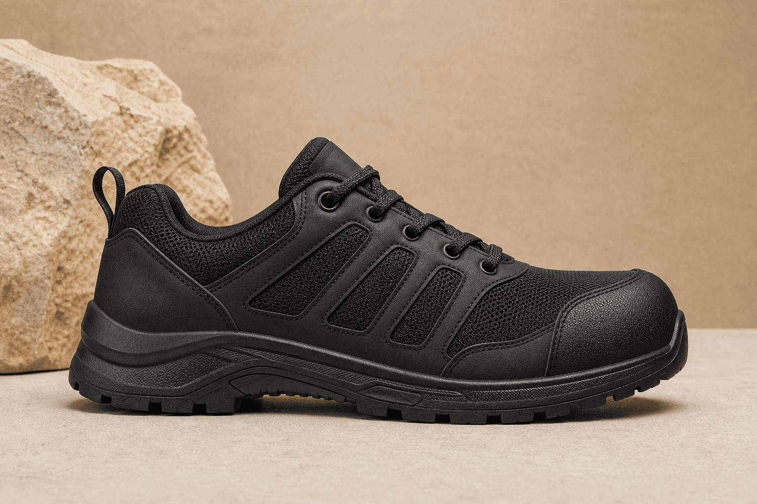 Black composite toe safety shoe